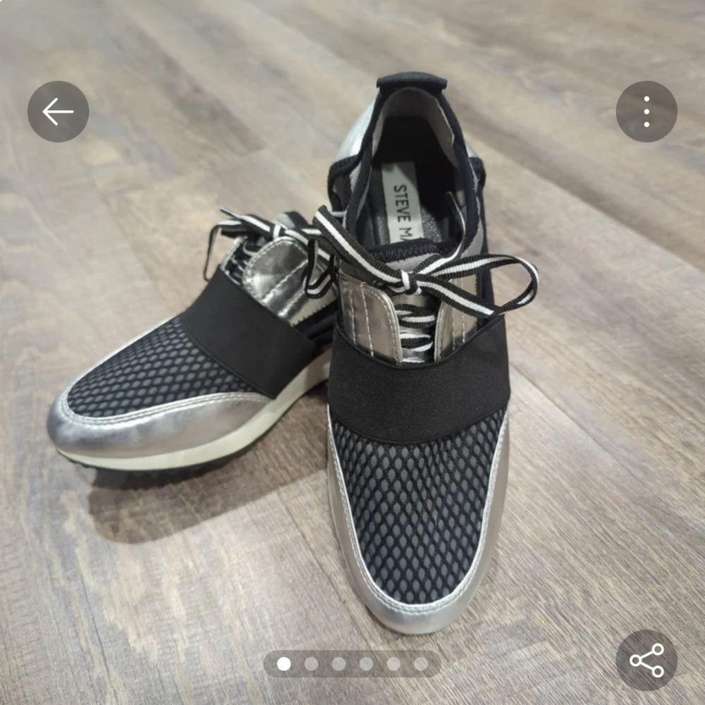 Steve Madden Cut-out Sneakers Silver/Black Sz.5.5